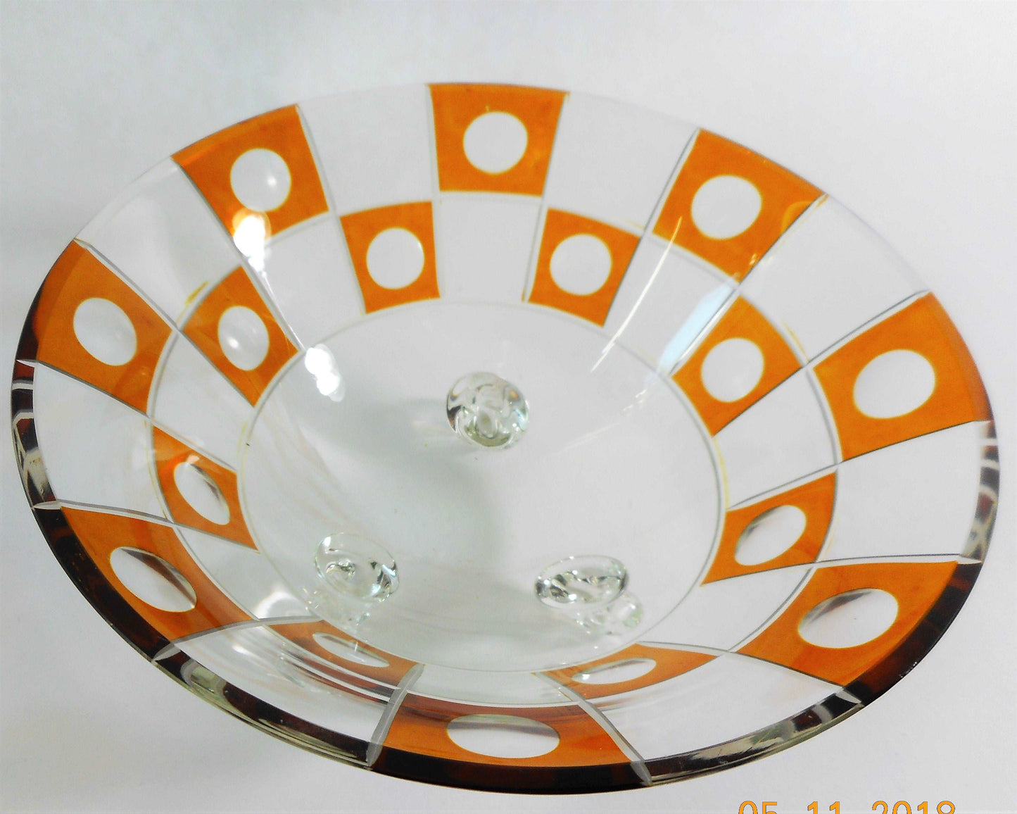 Wunderschöne Art Déco Kristallschale von Haida um 1920-25 Dekorative Gefäße Haida Glas