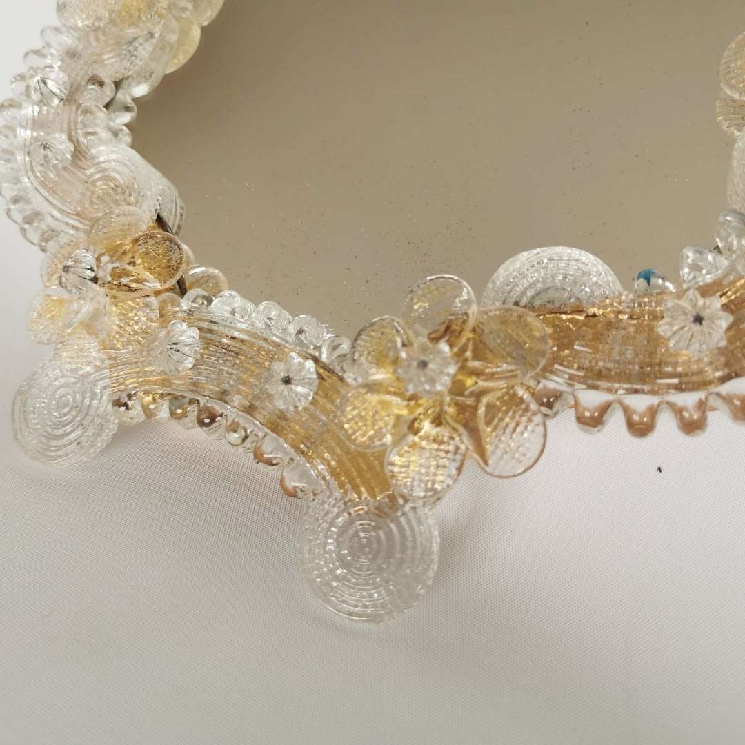 Ovaler Vintage Spiegel Venedig Murano um 1950.
