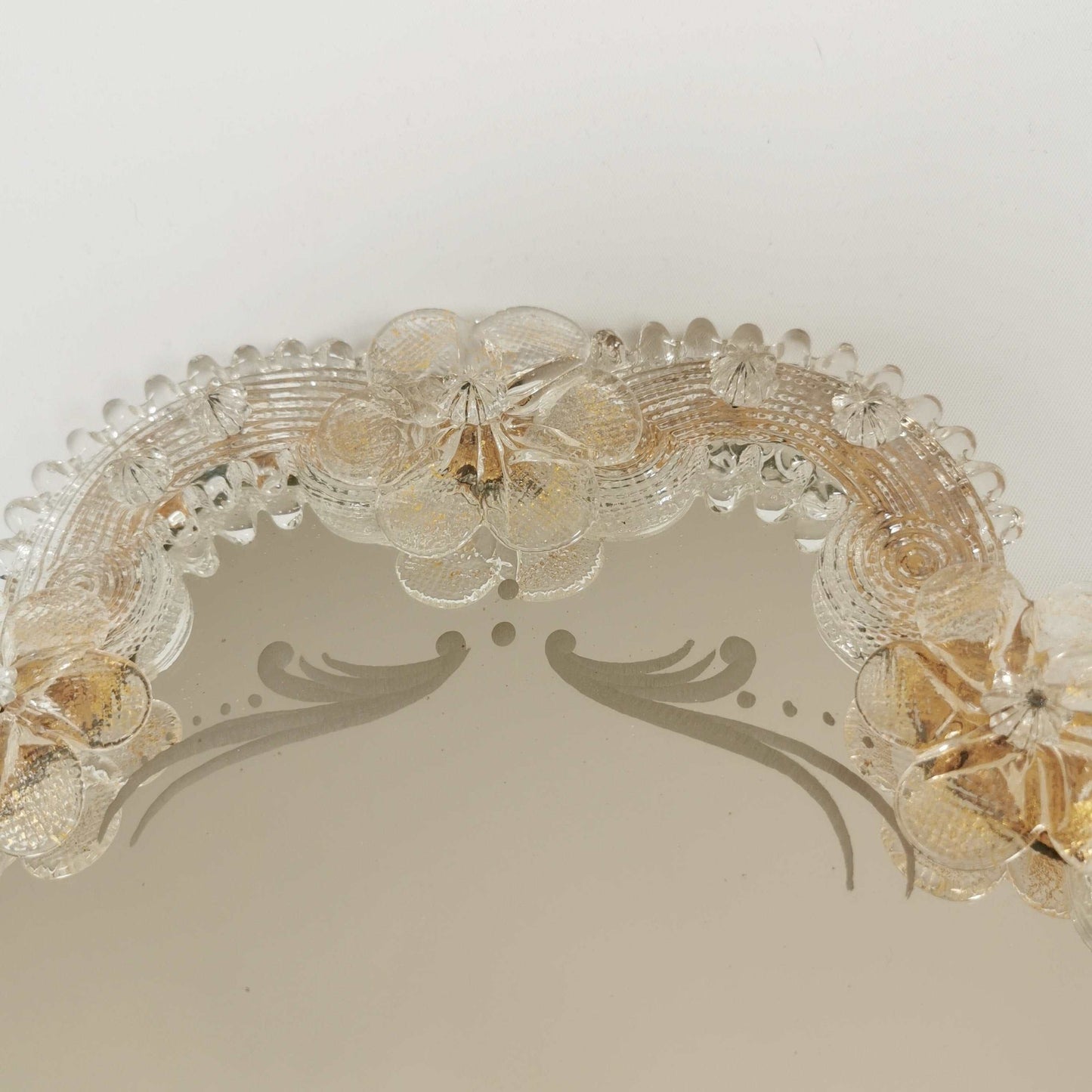 Ovaler Vintage Spiegel Venedig Murano um 1950.