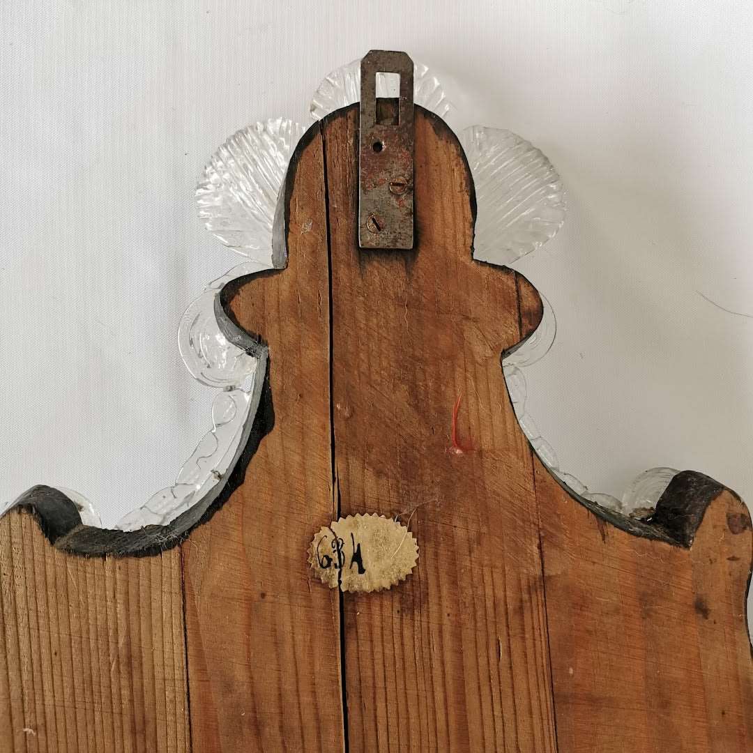 Antiker Spiegel mit Kerzenhalter Venedig Murano um 1900.