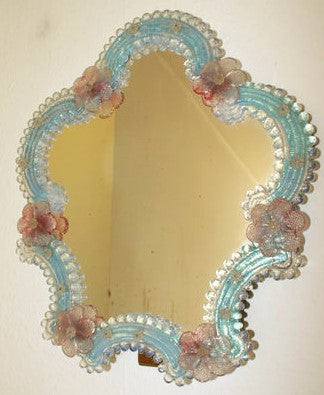 Light blue mirror Murano around 1950