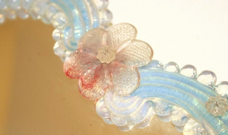 Light blue mirror Murano around 1950