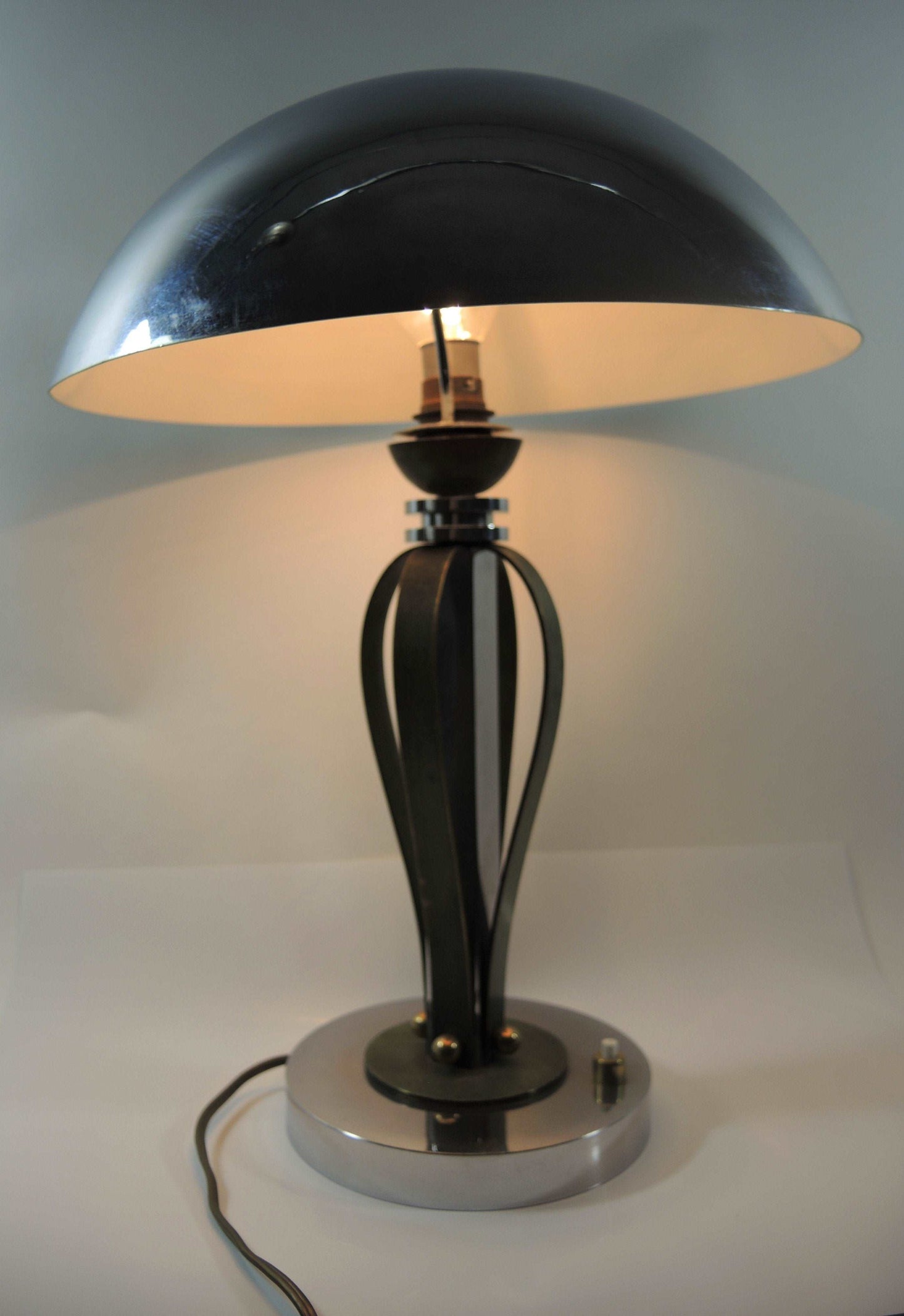 Art Déco Tischlampe, Chrom, Bronze und Nickel, Frankreich um 1930 Lampen Art Deco