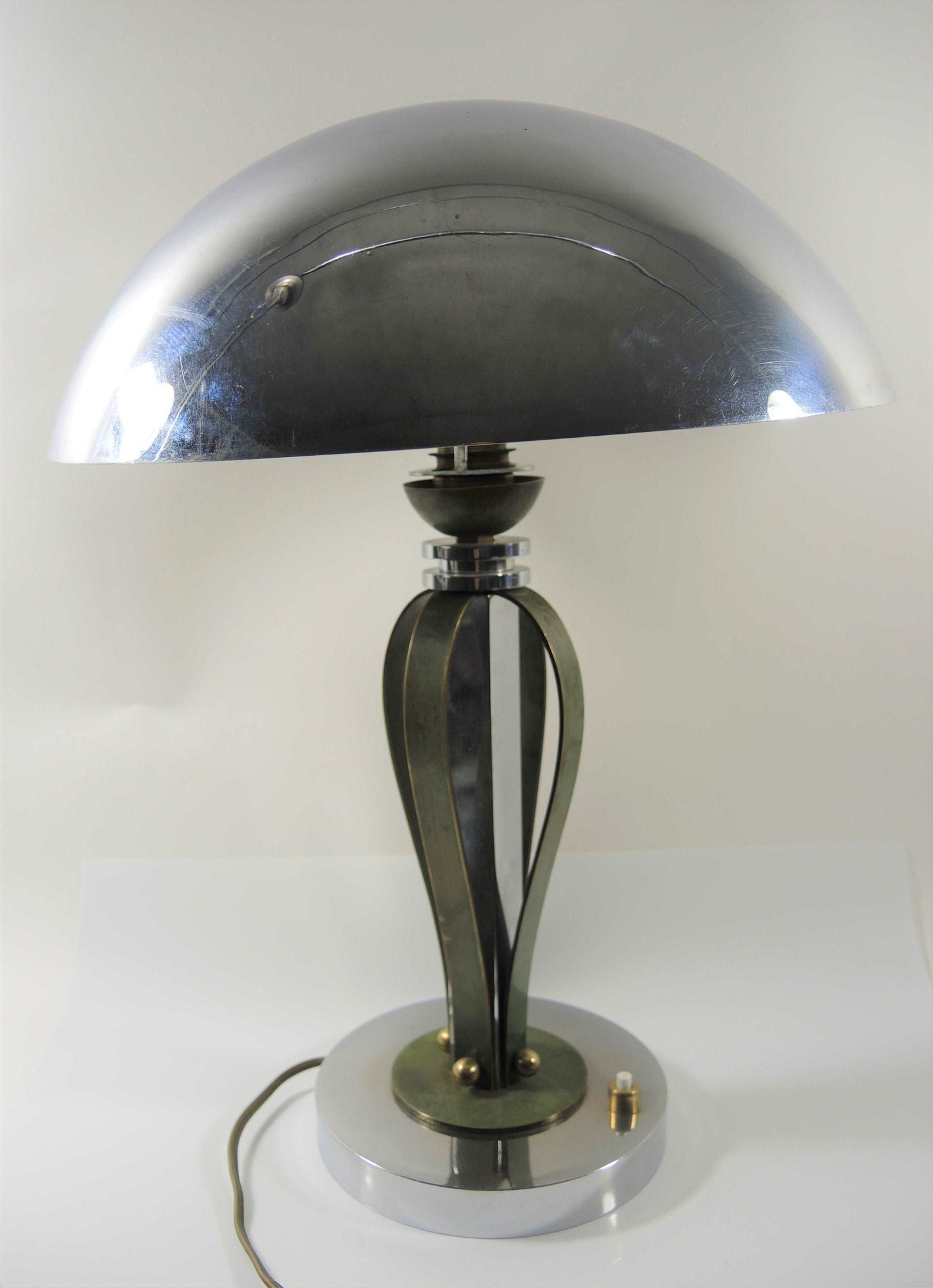 Art Déco Tischlampe, Chrom, Bronze und Nickel, Frankreich um 1930 Lampen Art Deco