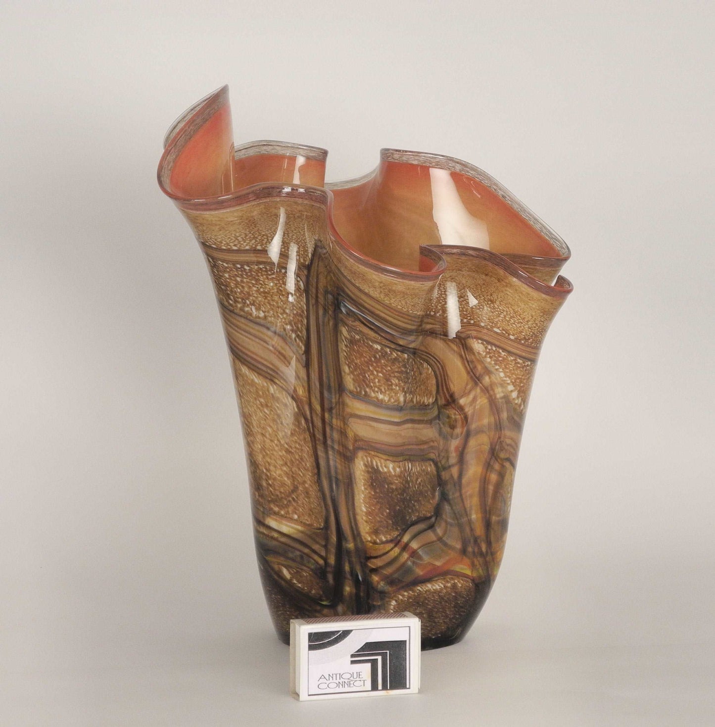 Braunorange Fazzoletti-Vase Vasen Murano-Stil