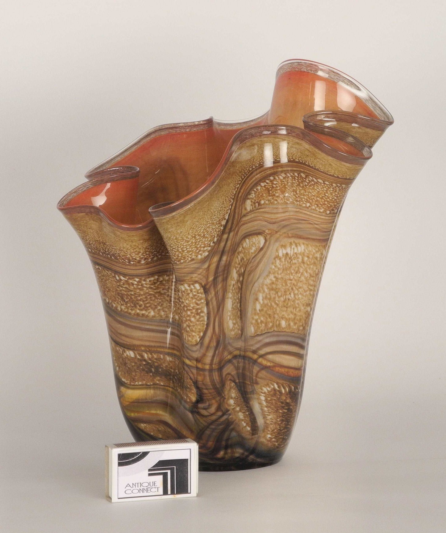 Braunorange Fazzoletti-Vase Vasen Murano-Stil