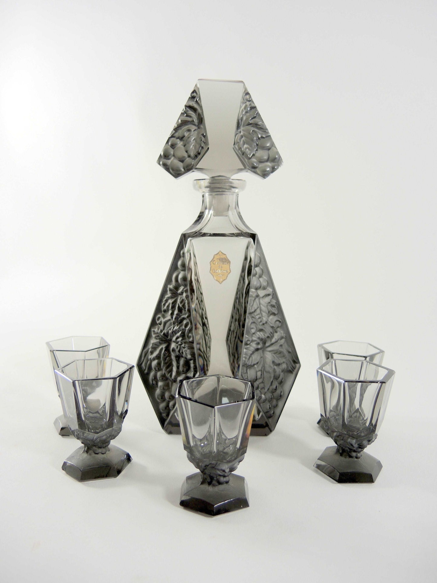 Antike Schlevogt Gablonz Art Déco Kristall Karaffe 1930 - antique-connect.ch