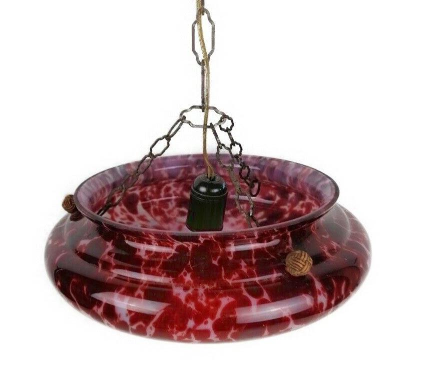 Grosse Art Déco Deckenlampe Hängelampe aus Glaspaste um 1930 Deckenleuchten Art Deco