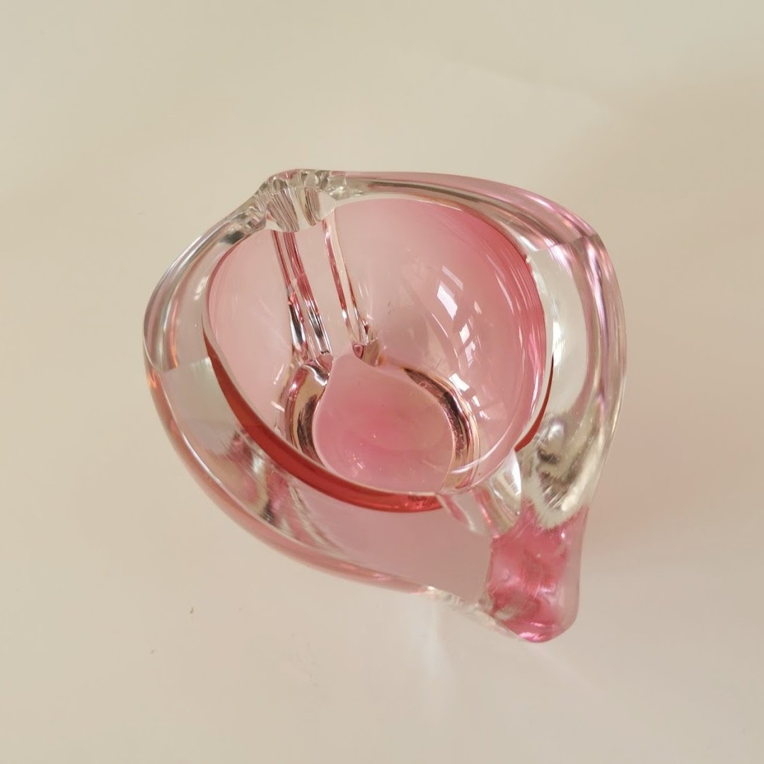 Rosa Glasschale Murano um 1960.