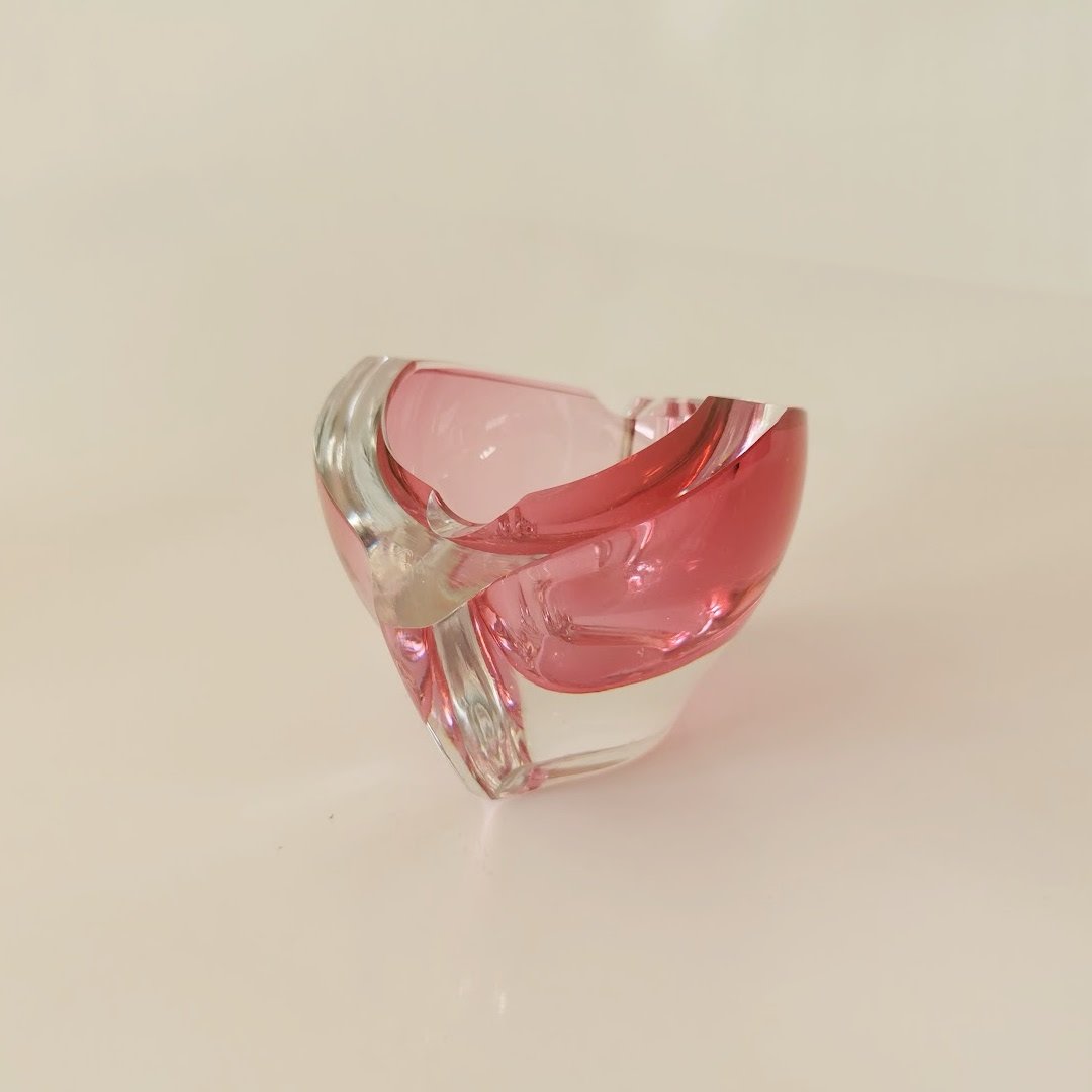 Rosa Glasschale Murano um 1960.