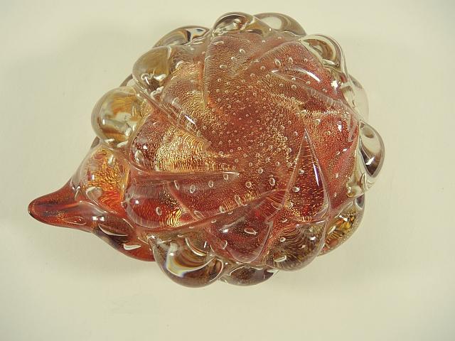Rotgoldene Glasschale in Form einer Traube, Murano um 1950.
