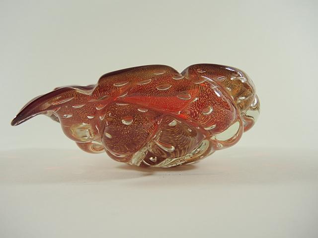 Rotgoldene Glasschale in Form einer Traube, Murano um 1950.