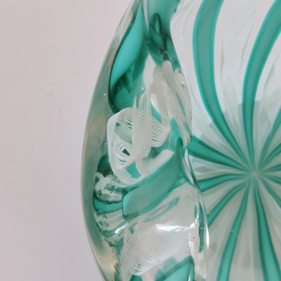 Grosse Filigrana Zanfirico Glasschale Murano um 1950.