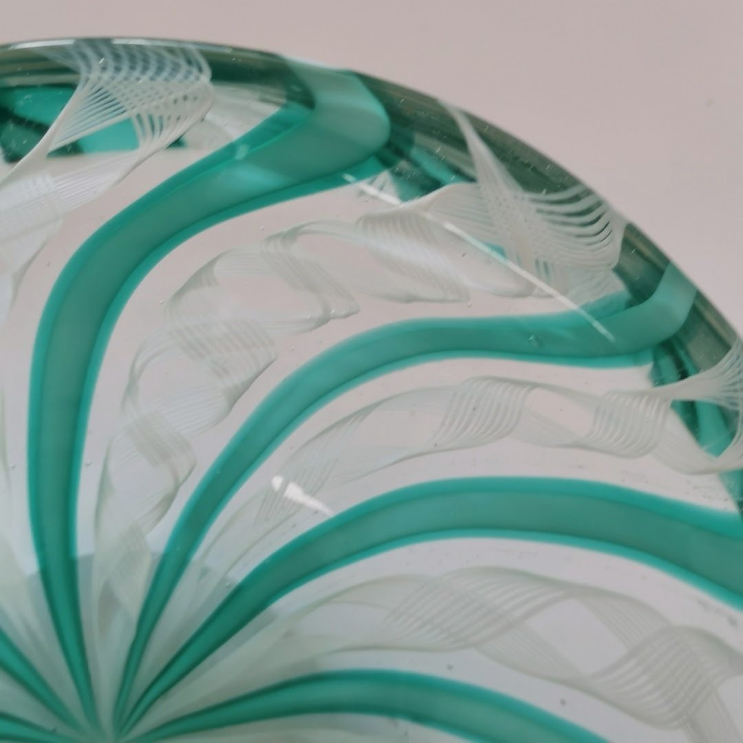 Grosse Filigrana Zanfirico Glasschale Murano um 1950.