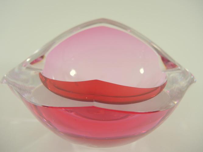 Rosa Glasschale Murano um 1960.