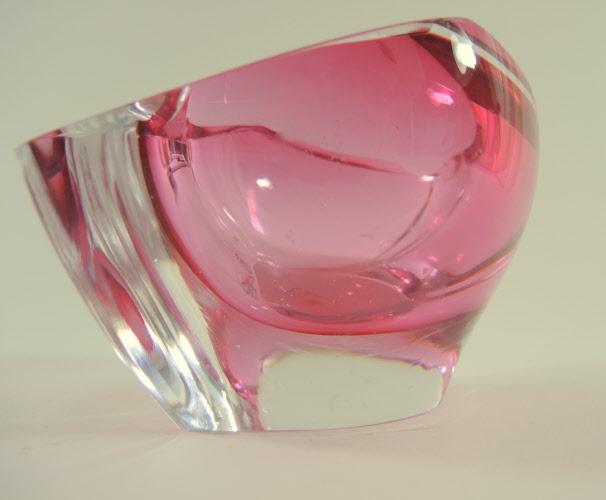 Rosa Glasschale Murano um 1960.