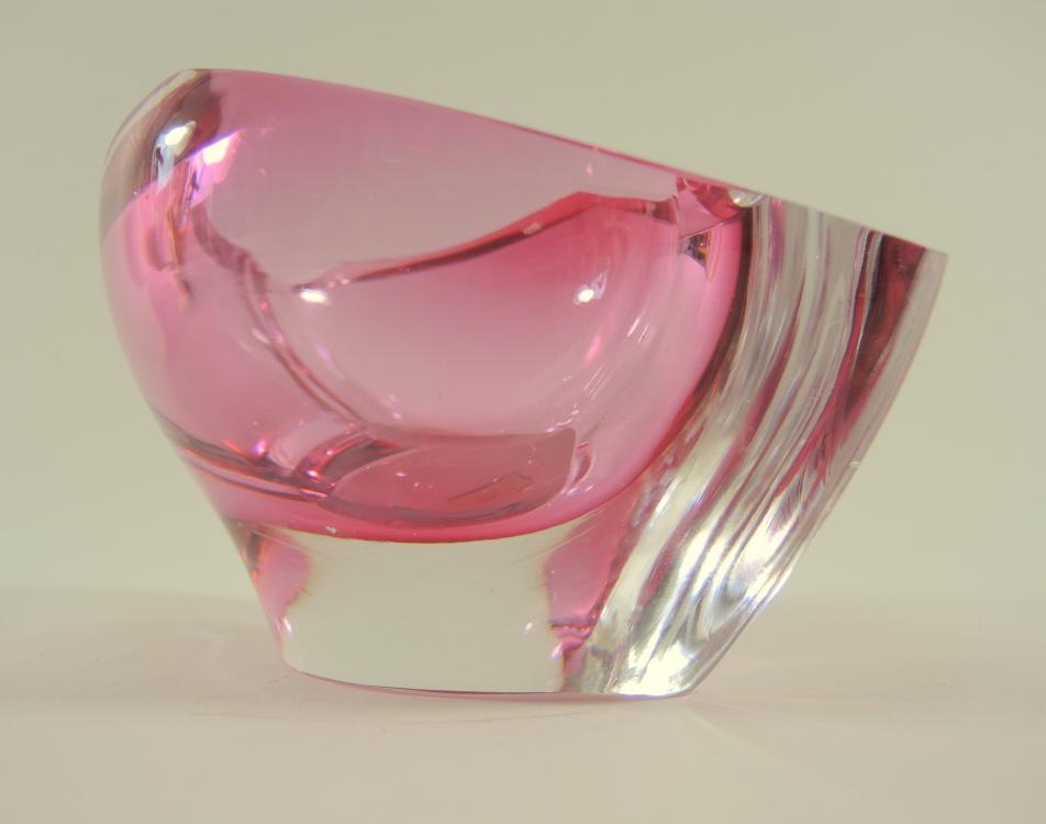 Rosa Glasschale Murano um 1960.