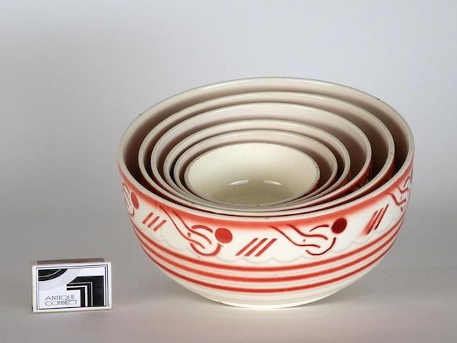 Handbemaltes vintage Keramikschüsselset