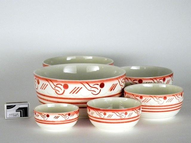 Handbemaltes vintage Keramikschüsselset