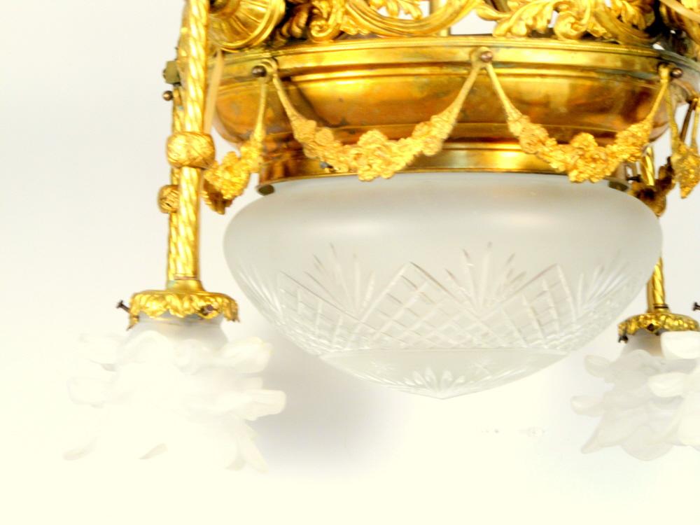 Grosse Jugendstil Deckenlampe Frankreich um 1910.