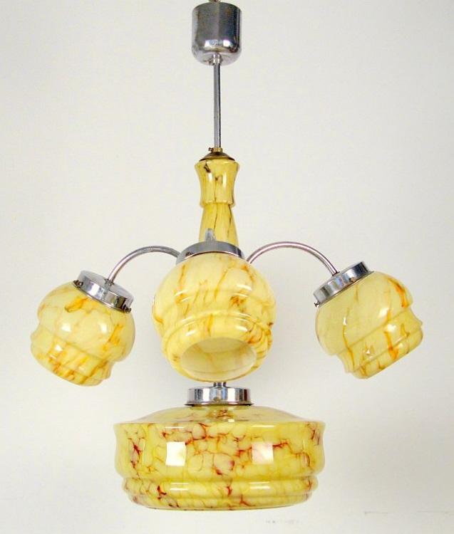 Grosse 3-armige Deckenlampe, Deutschland um 1930-40
