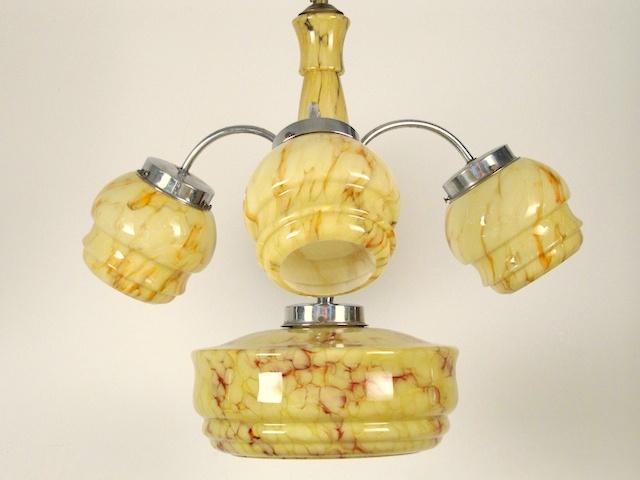 Grosse 3-armige Deckenlampe, Deutschland um 1930-40