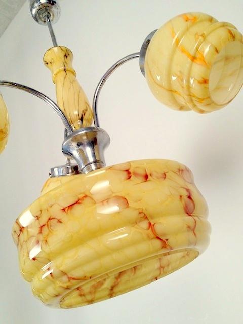 Grosse 3-armige Deckenlampe, Deutschland um 1930-40