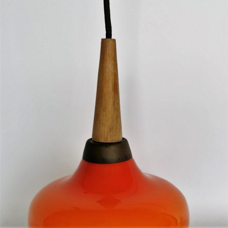 Orangerote Deckenlampe Vetreria Vistosi um 1960, Murano Deckenleuchten Vistosi Murano