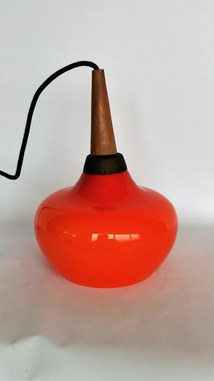 Orangerote Deckenlampe Vetreria Vistosi um 1960, Murano Deckenleuchten Vistosi Murano