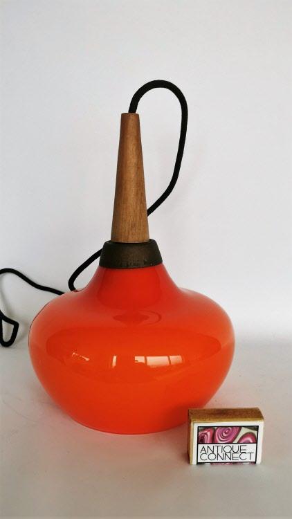 Orangerote Deckenlampe Vetreria Vistosi um 1960, Murano Deckenleuchten Vistosi Murano