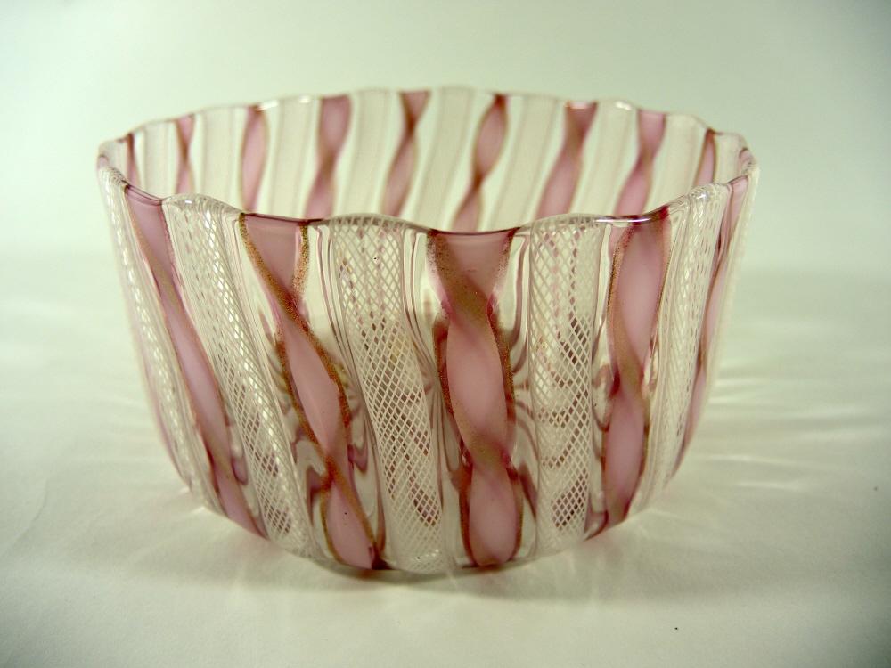 Filigrana Schale von Salviati Murano 1950-60 mit Label.