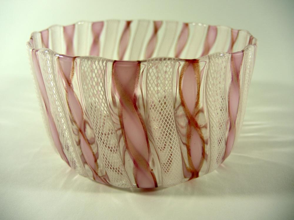 Filigrana Schale von Salviati Murano 1950-60 mit Label.