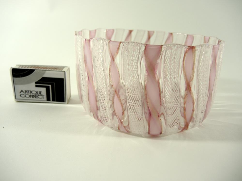 Filigrana Schale von Salviati Murano 1950-60 mit Label.