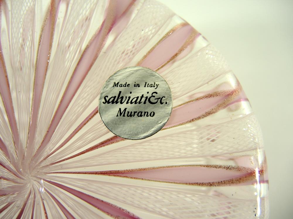 Filigrana Schale von Salviati Murano 1950-60 mit Label.