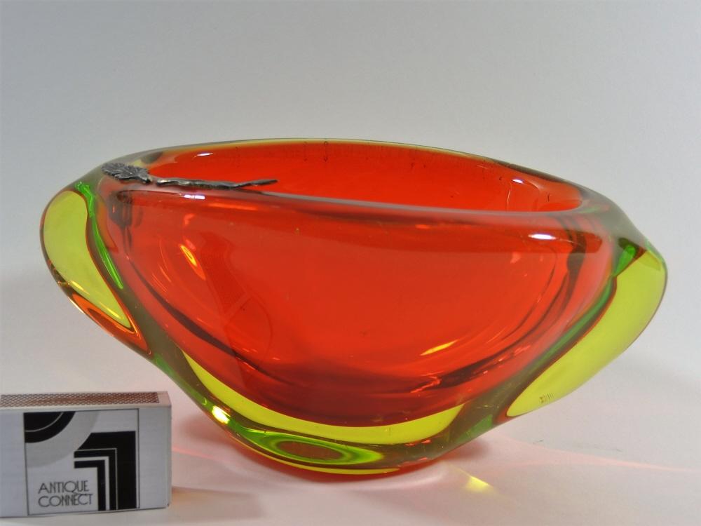 Grosse, schwere Uranglasschale, Sommerso Murano um 1960