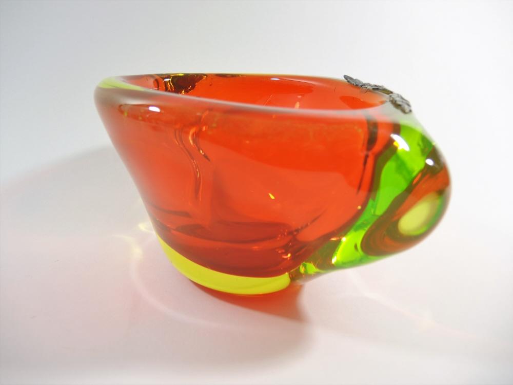 Grosse, schwere Uranglasschale, Sommerso Murano um 1960
