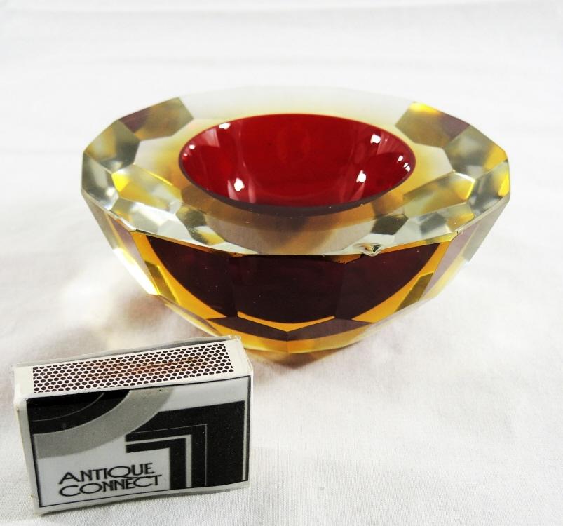 Rote Blockschale Achimede Seguso, Murano um 1960