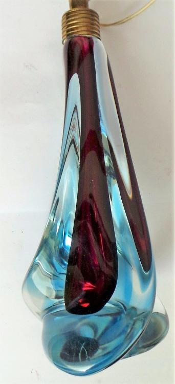 Blauer Vintage Design Murano Seguso Lampenfuss um 1950.