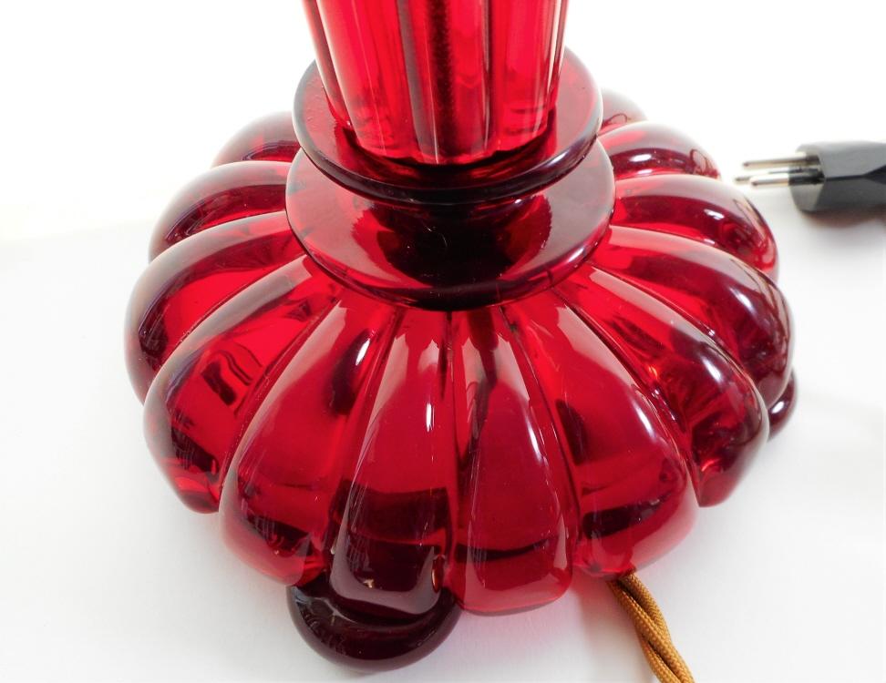 Grosser roter Lampenfuss von Seguso Murano 1950-60 signiert.