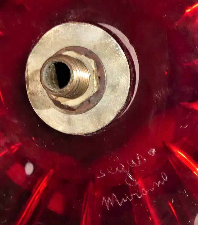 Grosser roter Lampenfuss von Seguso Murano 1950-60 signiert.