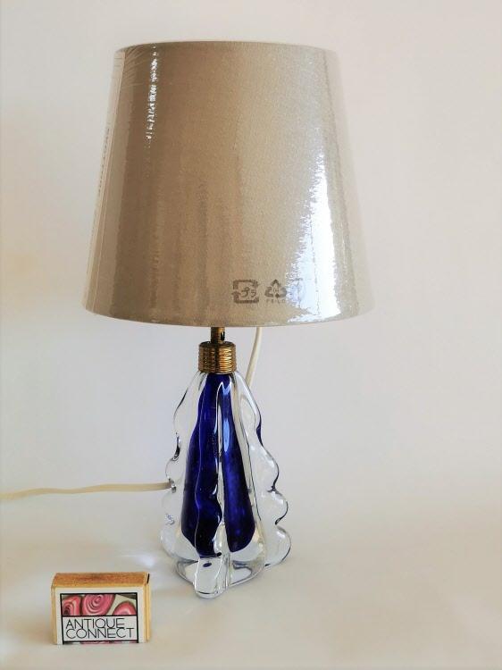 Blauer Vintage Murano Seguso Tischlampenfuss um 1950.