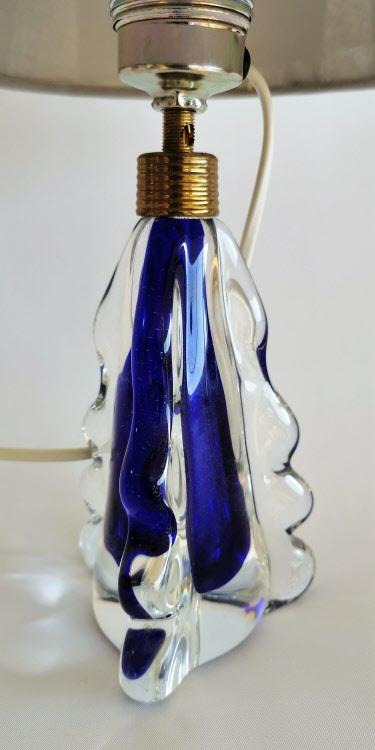 Blauer Vintage Murano Seguso Tischlampenfuss um 1950.