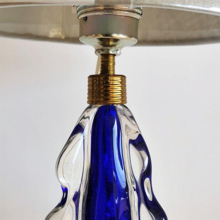 Blauer Vintage Murano Seguso Tischlampenfuss um 1950.