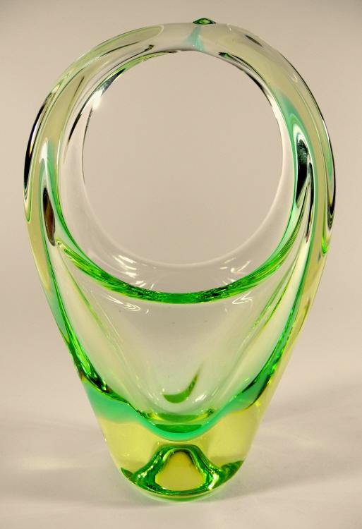 Grüne Henkelvase Murano um 1950-60.
