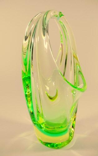 Grüne Henkelvase Murano um 1950-60.