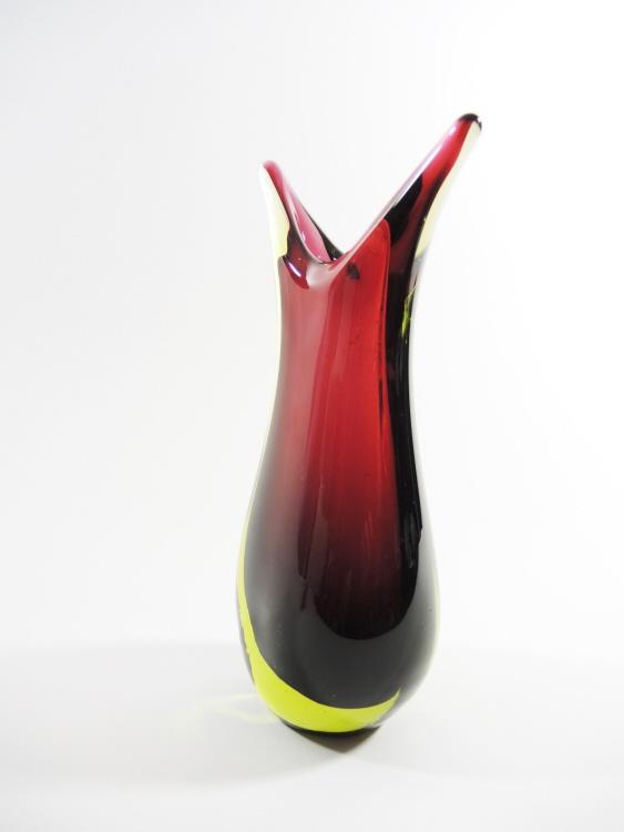 Violett-grüne Sommersovase, Murano um 1960