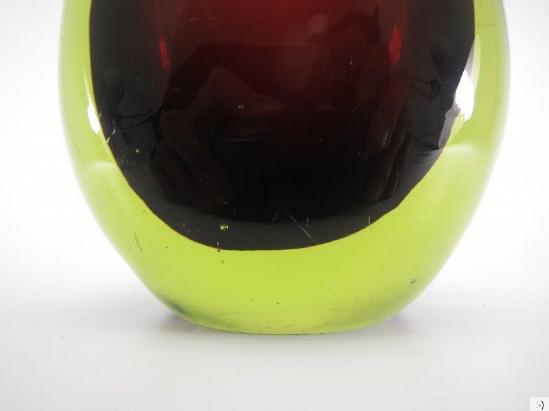 Violett-grüne Sommersovase, Murano um 1960
