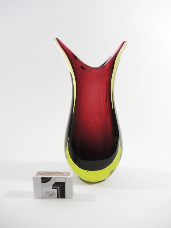 Violett-grüne Sommersovase, Murano um 1960