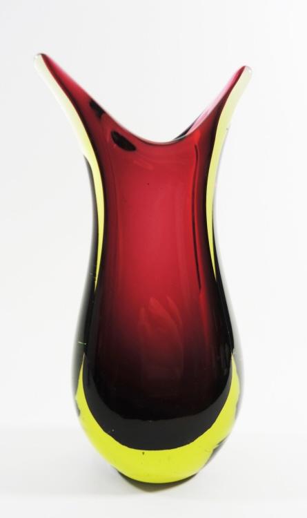 Violett-grüne Sommersovase, Murano um 1960