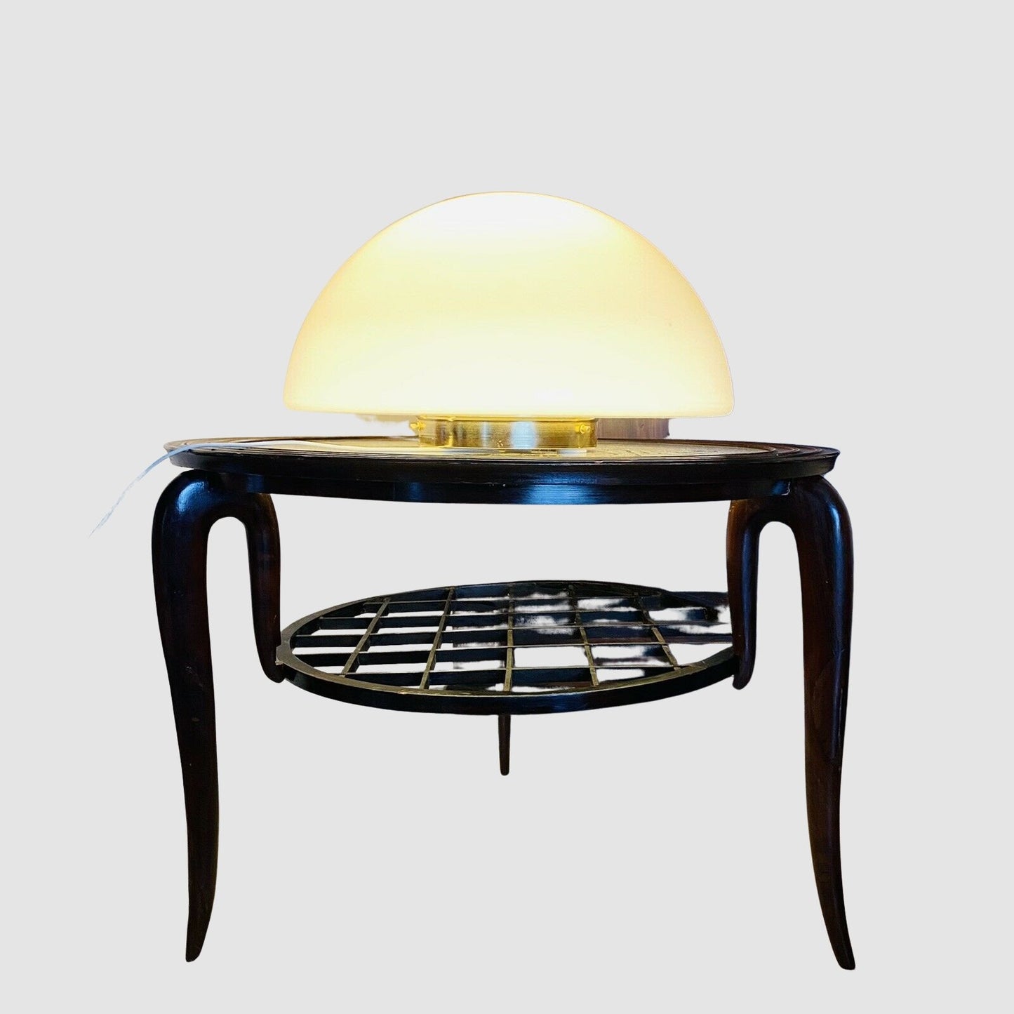 Sehr grosse halbmondformige Tischlampe Murano um 1970 Lampen Murano